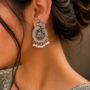 Silver Peacock Earring Stunning Jewelry for Party Look