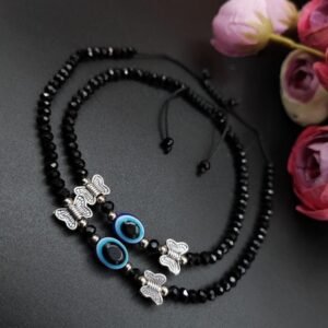 Oxdised Evil Eye Beads Anklets – Adjustable Size Anklet