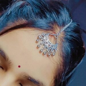 Chandbali Style Oxidised Maangtika For Girls