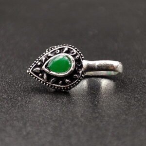 Handcrafted Oxidized Stone Nosepin for Traditional Look
