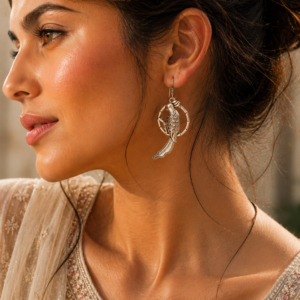 Peacock Earrings | Affordable German Silver Hook Dangler Jewelry