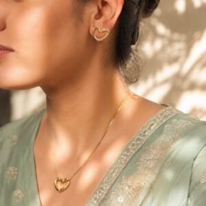 Anti Tarnish Heart Necklace Set Premium Gold Plated Jewelry Set for Women
