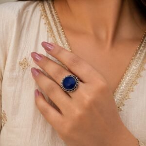 Adjustable Round Ring Oxidized Silver Adjustable Ring for Women