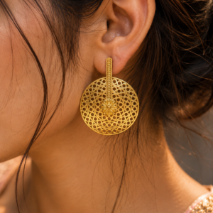 Stunning Ancient Look Golden Studs with Timeless Royal Charm