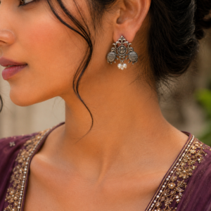 Silver Replica Elephant Stud Earrings | Best Oxidised Daily Wear Jewelry