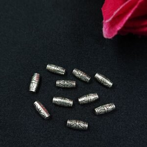 Antique Design Cylindrical Shape German Silver DIY Raw Material for Jewelry Making Craft Supplies (10 piece)