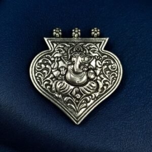 Ganesha Floral Art German Silver Pendant Raw Material for DIY Jewelry