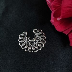 Half Moon Design German Silver Charm with Pearl Work Raw Material for DIY Jewelry Making