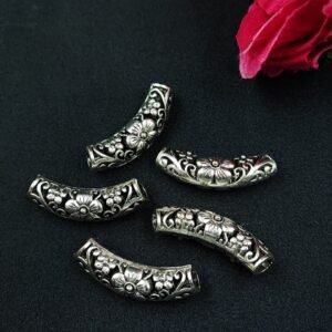 Ethnic Flower Design German Silver DIY Raw Material for Jewelry Making Craft Supplies (5 piece)