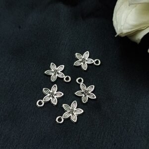 Decorative Flower Pattern German Silver Charm Raw Material for DIY Jewelry Making (5 piece)