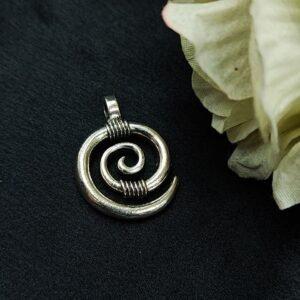Round Design Oxidized Silver Charm Pendant for DIY Jewelry Making