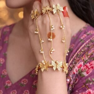Graceful Ethnic Butterfly Hathphool for Elegant Traditional Bridal Hand Jewelry