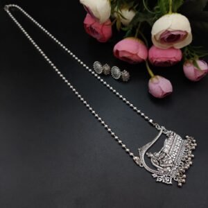 Lord Krishna Laxmi Art Pendent necklace With Jhumki Earrings