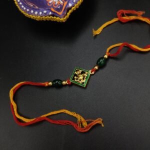 Elegant Kundan Meena Work Rakhi with Sparkling Stones