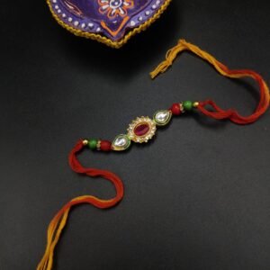 Captivating Kundan Meena Work Rakhi with Traditional Elegance