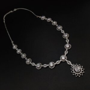 Elegant Statement Necklace Set with American Diamonds