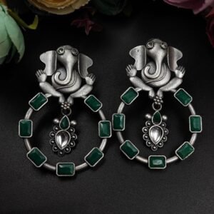 Trendy Oxidised Ganesha Earrings | Stylish Silver Replica Jewelry for Women