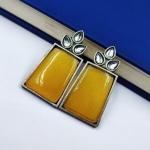 Premium Quality Monalisa Stone Jewellery – Oxidised Silver Replica Stone Stud Earrings