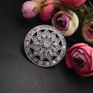 Antique Silver Replica Stone Work Adjustable Rings For Girls