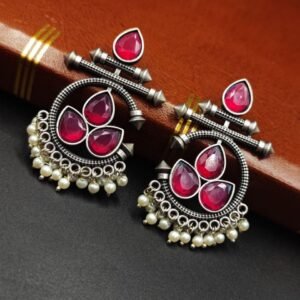 Designer Oxidised Silver Look aLike Unique Dangler Earrings