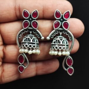 Unique Oxidised Jhumki Earring | Silver Look aLike Jhumka