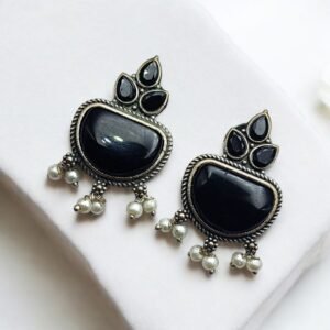 Silver Look alike Stone Earrings | Best Oxidised Stud Jewelry