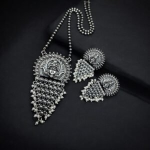 Silver Replica Lord Durga Pendant Set | Unique Navratri Special Necklace