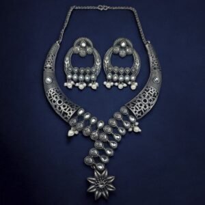 Silver Replica Hasali Necklace | Antique Designer Oxidized Jewelry
