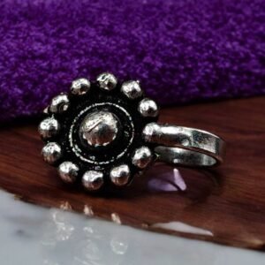 Attractive Flower Style Oxidized Press Nosepin For Girls