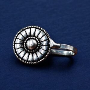 Silver Plated Round Nosepin | Best Oxidised Nose Ring Without Piercing