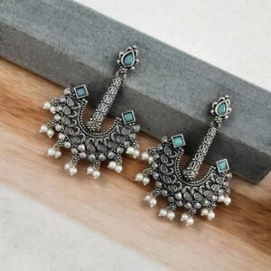 Vintage look Silver Replica Earrings | Adorable Boho Inspire Oxidized Dangler Studs
