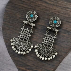 Oxidised Dangler Earrings | Best Silver Replica Antique Finsh Studs