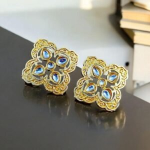 Indian Look Gold Plated Studs | Square Shape Earrings | Best Contemporary Earrings