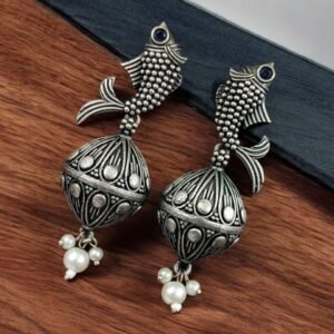 Silver Look a Like Fish Earrings | Designer Best Jhumki | imitation Oxidised Fish Jhumkas