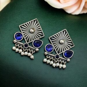 Traditional Silver Replica Stud Earrings | Best Light Weight Oxidised Jewelry