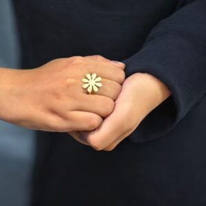 Gold-Plated Handmade Flower Design Ring | Premium Quality Adjustable Rings