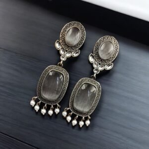 Antique Design Silver Look Like Replica – Best Monalisa Stone Stud Earrings