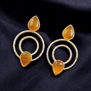 Beautiful Gold-Plated Monalisa Stone Earrings – Perfect Studs for You