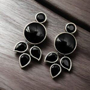 “Monalisa Stone Stud Earrings in Brass – Perfect for Everyday Style