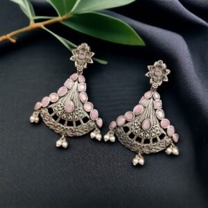 Elegant Brass Hanging Stud Earrings with Stone – A Perfect Ethnic Touch