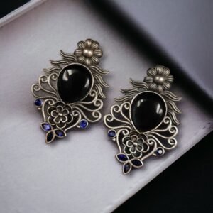 Beautiful Brass Monalisa Stone Stud Earrings – Perfect for Every Occasion