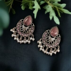 Elegant Brass Monalisa Stone Earrings – A Perfect Ethnic Look