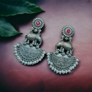 Premium Designer Elephant Earrings | Affordable Silver Replica Jewelry For Girls