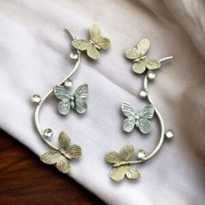 Oxidized Butterfly Stud Earrings | Lightweight Two-Tone Handmade Attractive Jewelry