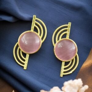 Exclusive Gold-Plated Stud With Stone | Light weighted Partywear Earring