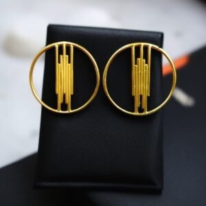 Designer Gold Plated Circle Stud | Affordable Western Style Earrings