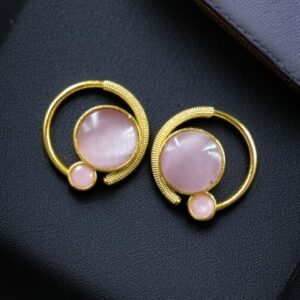 Premium Round Monalisa Stone Earrings | Best Western Contemporary Jewelry