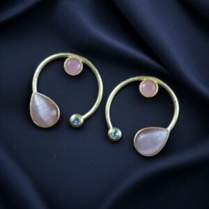 Premium Quality Golden Stone Earrings | Unique Western Style Light Weighted Stud