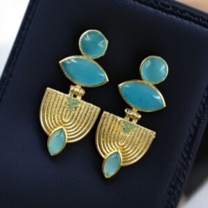 Luxury Gold Plated Stone Earrings | Unique Dangler Western Style Jewellery