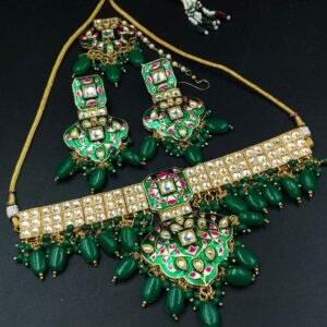 Handcrafted Best Traditional Choker Necklace – Kundan Meena with Pearl Detailing